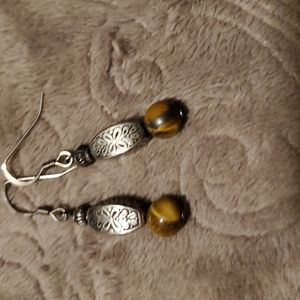 Silver tigers eye earrings